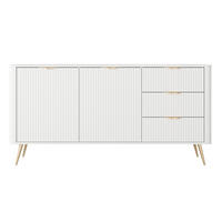 SIDEBOARD Vespasia 2T 3S Beige 163,2/81,2/38 cm – Geriffelte Fronten - Goldfarben/Weiß, Holzwerkstoff/Metall (163.2/81.2/38cm) - AX Living