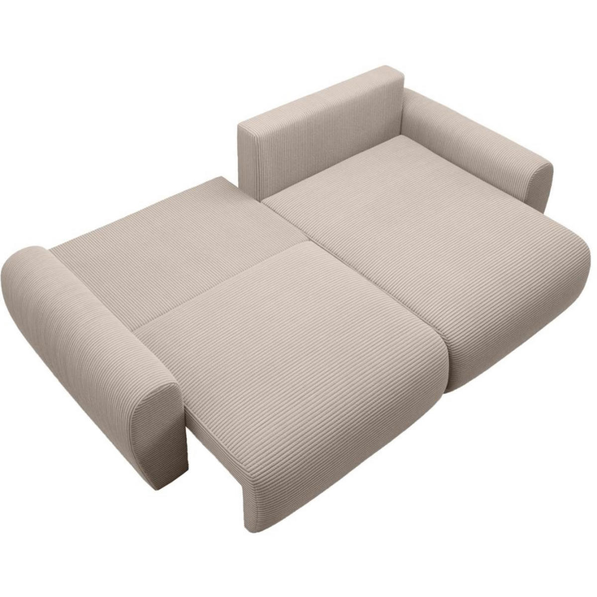 ECKSCHLAFSOFA Poss L cappuccino rechts - Cappuccino, Textil (253/153cm) - Beautysofa