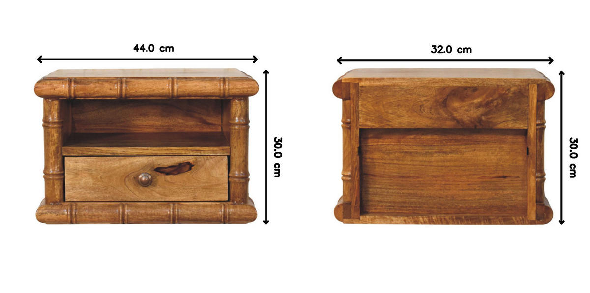 NACHTKASTEN Mit Amber Oak Finish, 1 Schublade, 1 Ablage - Braun, Holz (44/30/32cm)