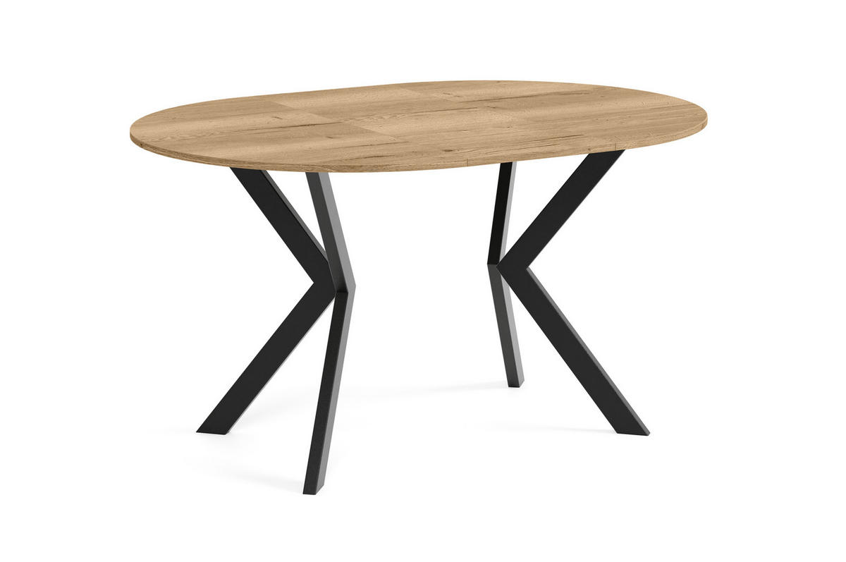ESSTISCH EVO - Hellbraun/Schwarz, Holzwerkstoff/Metall (90/90/76cm) - Meblini