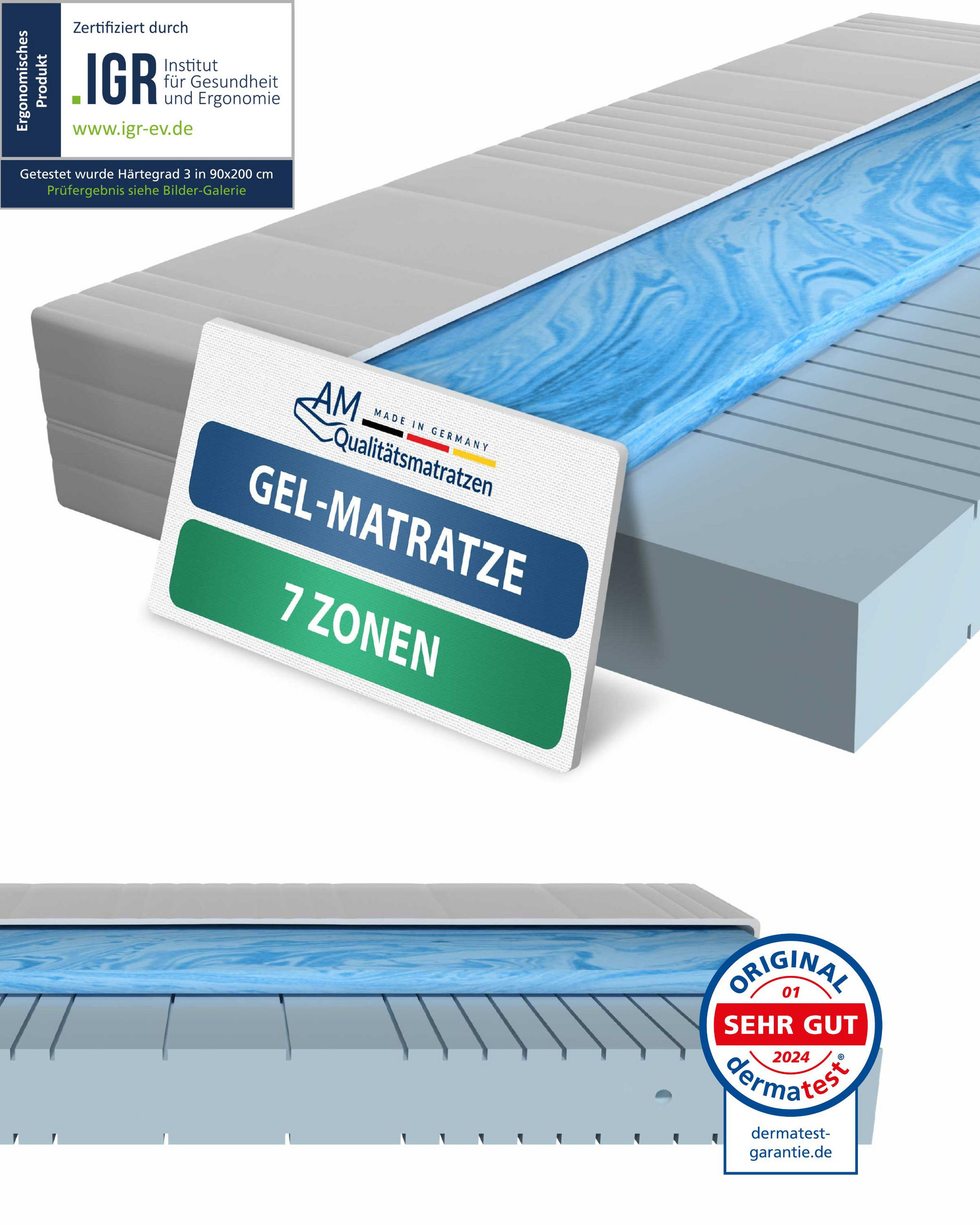 AM Qualitätsmatratzen GELOVÁ matrace 120/200 cm H3 - výška 20 cm a potah Toledo