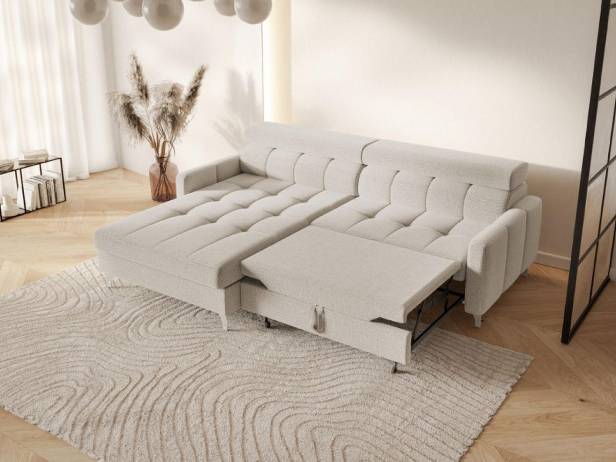 ECKSOFA Hellgrau BAMBINO Mit Verstellbaren Kopfstützen Links - Hellgrau/Grau, Textil (223/174cm) - Sepro Meble