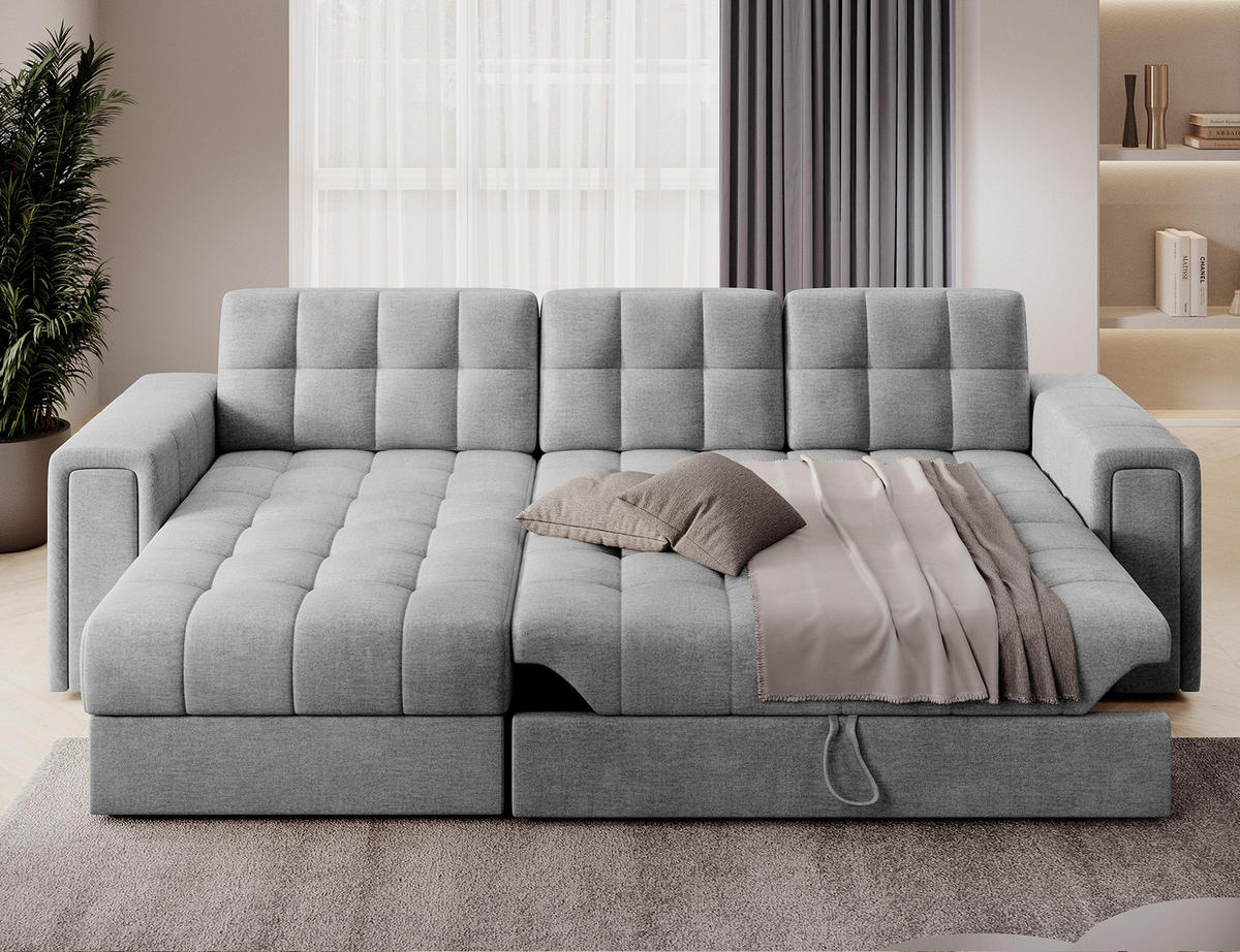 ECKSOFA BLENDI - Grau (Monolith 84) - Grau, Holzwerkstoff (260/150cm) - Möblo