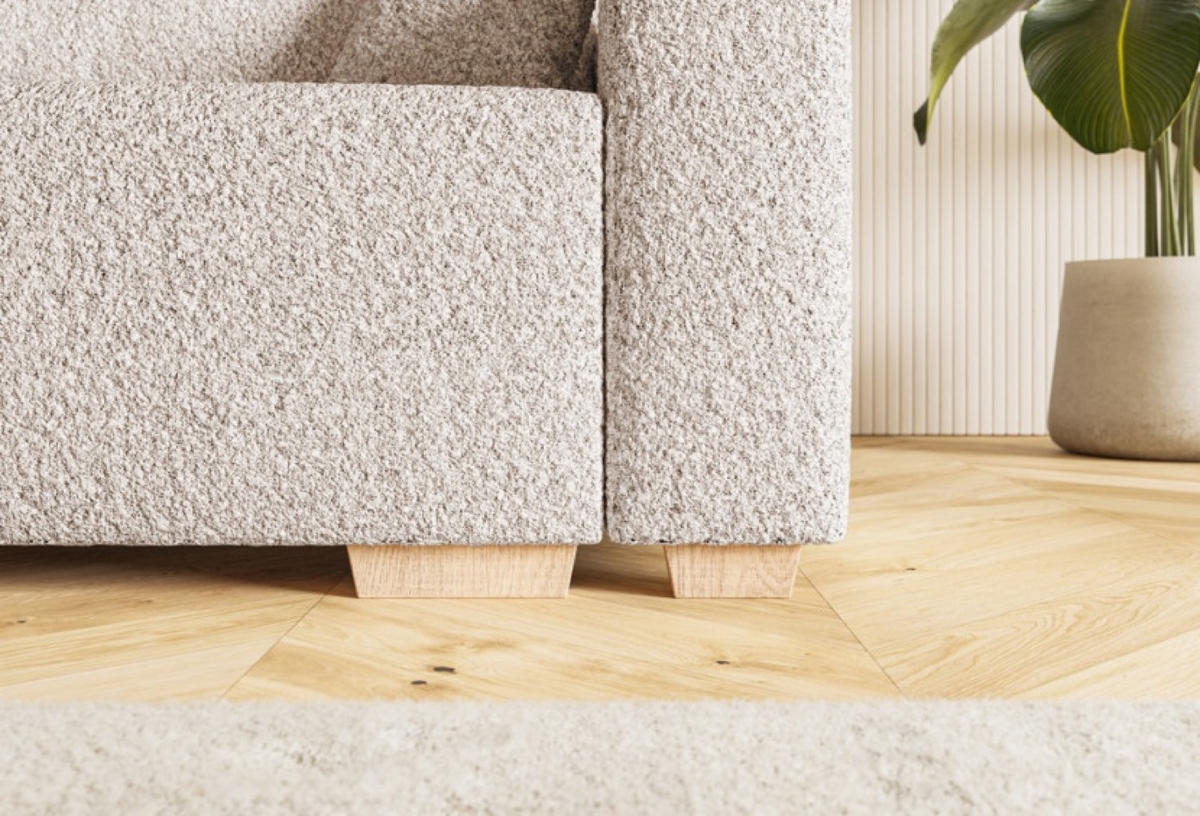 SOFA Beige SOFIA Drei-Sitzer Bouclé Stoff - Beige, Textil (236/92/85cm) - Sepro Meble