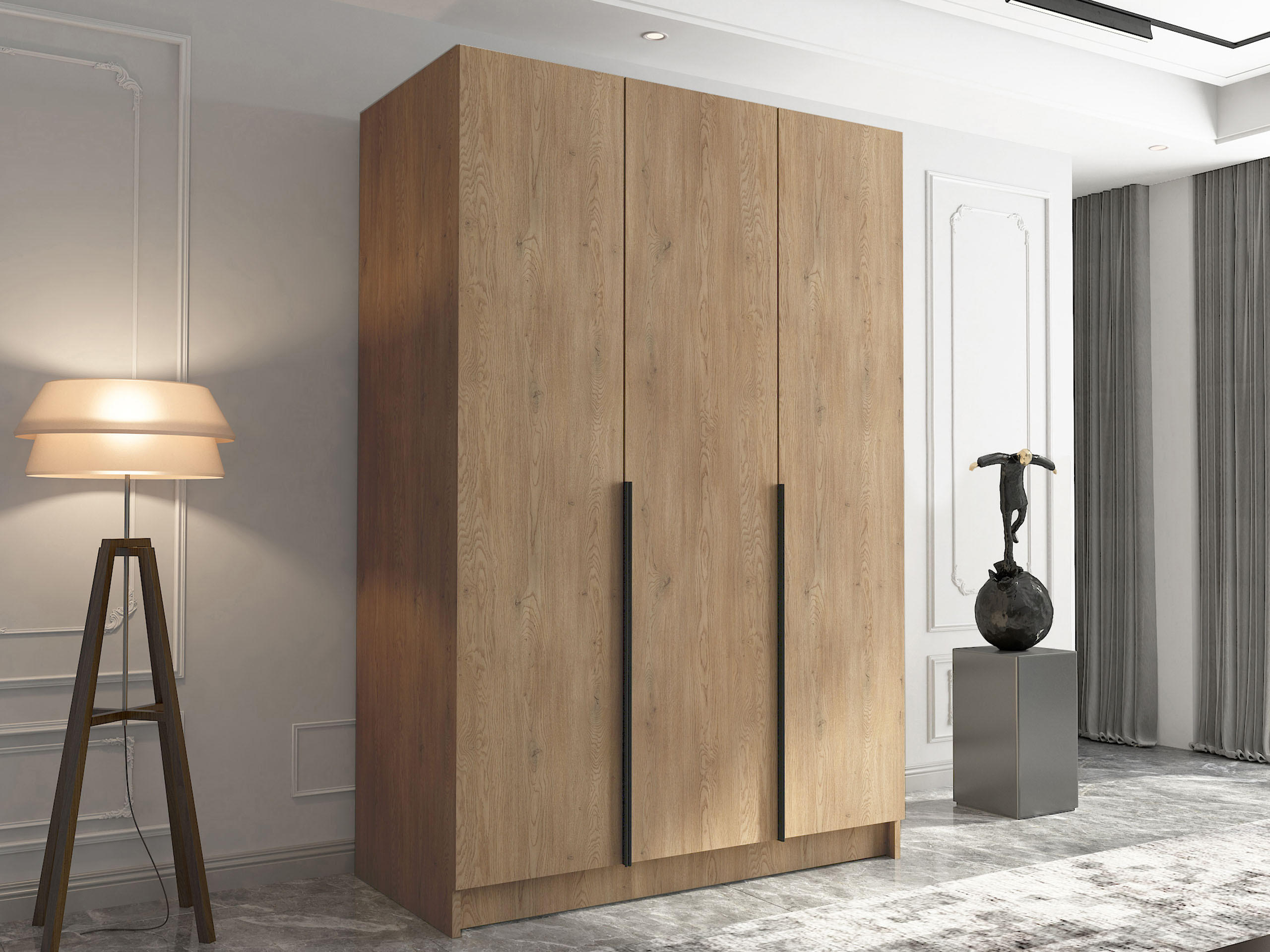 KLEIDERSCHRANK Calia I - Eichefarben/Schwarz, Holzwerkstoff/Metall (150/215/58cm) - MIRJAN24