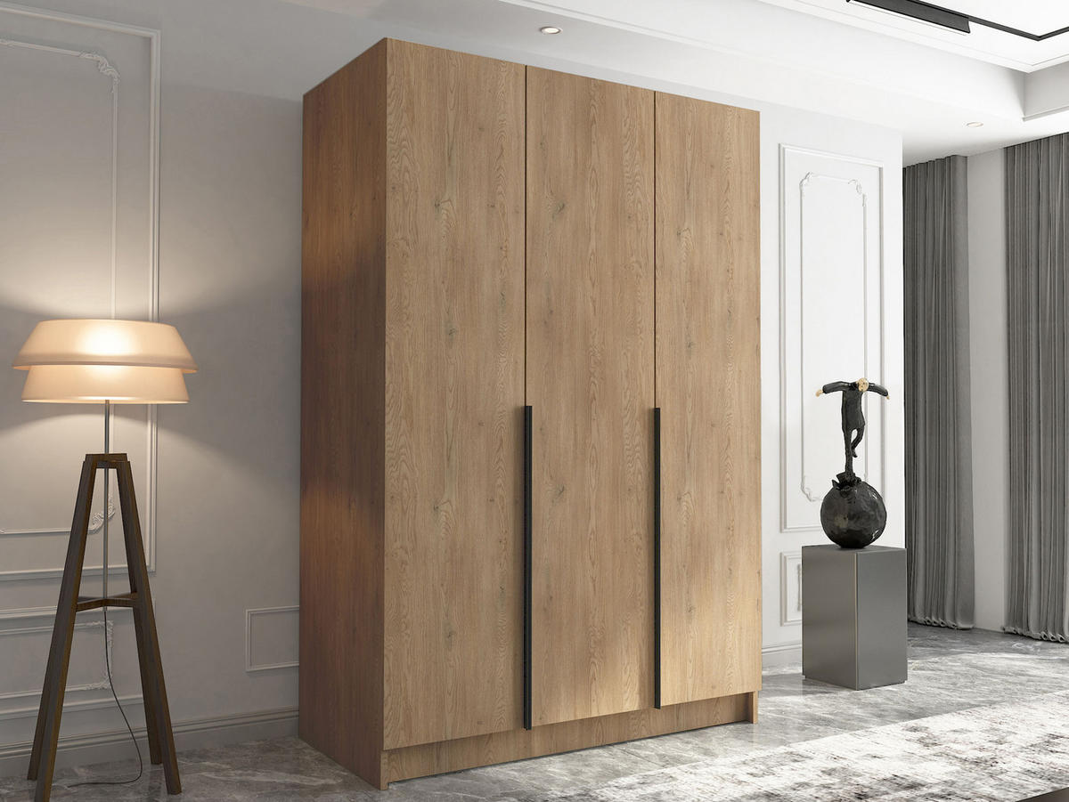 KLEIDERSCHRANK Calia I - Eichefarben/Schwarz, Holzwerkstoff/Metall (150/215/58cm) - MIRJAN24