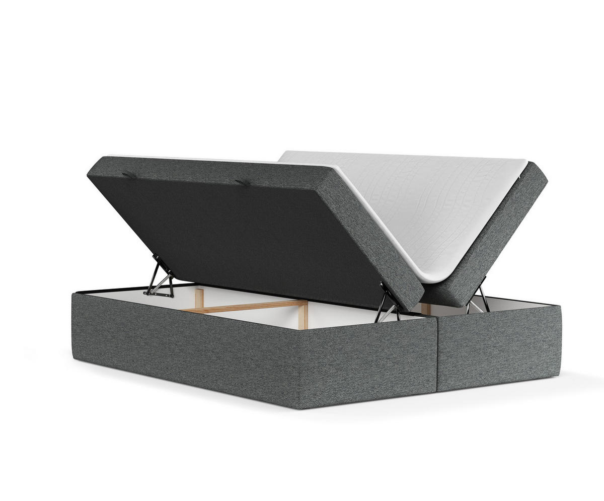 BOXBETT Lennon Dunkelgrau 200/200 cm im Webstoff - Dunkelgrau/Schwarz, Holz/Holzwerkstoff (200/200cm) - Maison de Reve