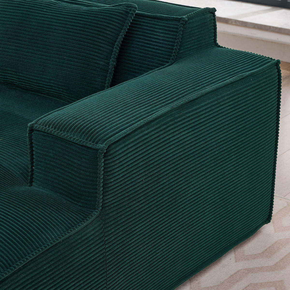 3-SITZER ECKSOFA Polyester Retrogrün mit 2 Kissen - Jadegrün, Textil (235/129cm) - WISHDOR