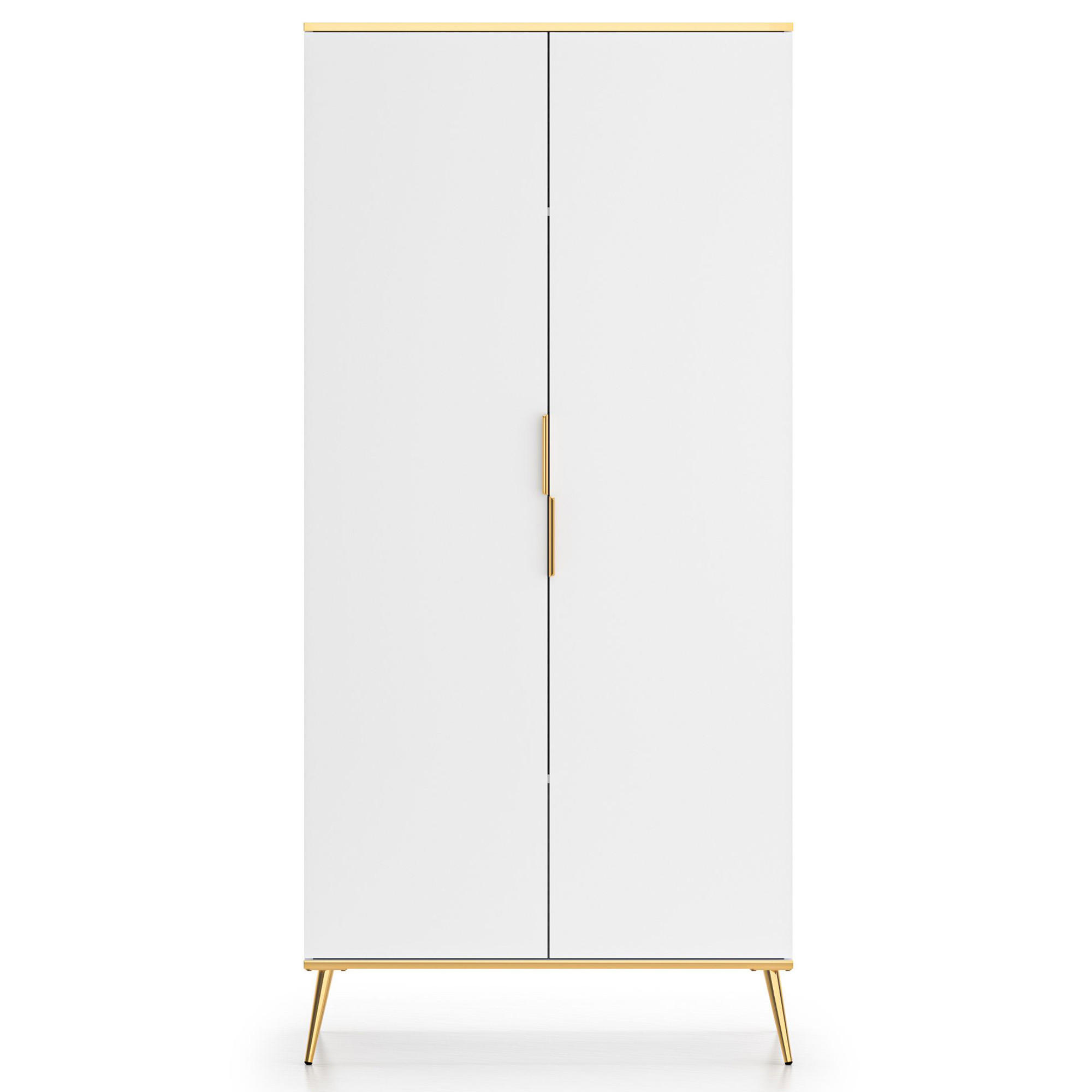 KLEIDERSCHRANK VELTI,Weiß - Weiß, Holzwerkstoff (92/195/53cm) - KONSIMO®