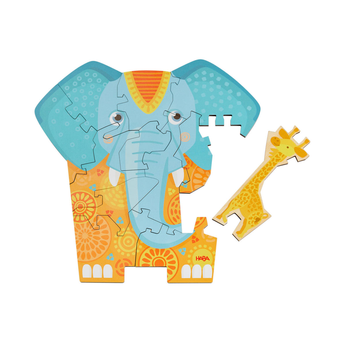 HOLZPUZZLE 2in1 Elefant, ab 3 Jahre - Multicolor, Naturmaterialien (15.5/5/23.5cm) - Haba