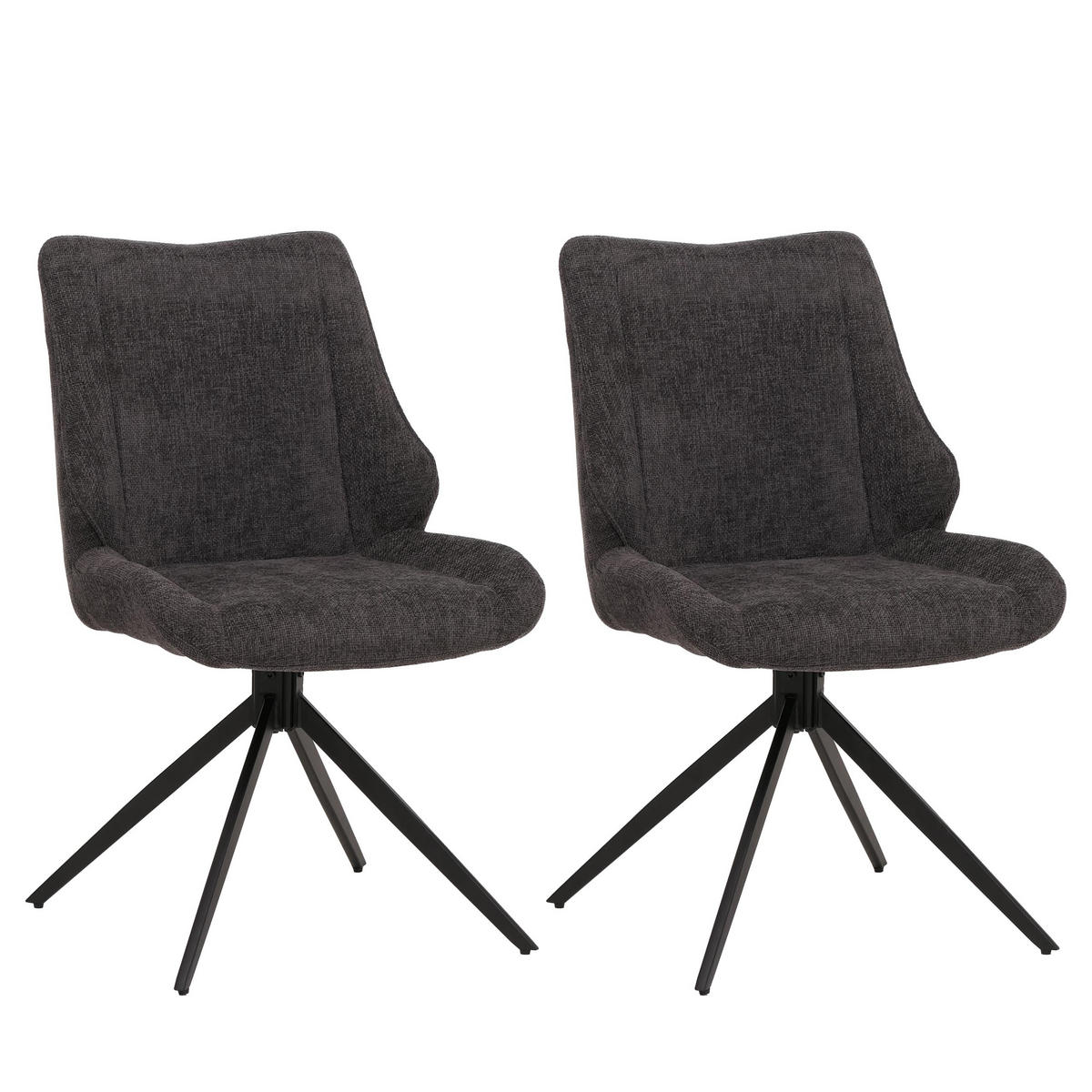 ESSZIMMERSTUHL Schwarz, Grau 2er-Set - Schwarz/Grau, Textil (55/88/62cm) - MCW