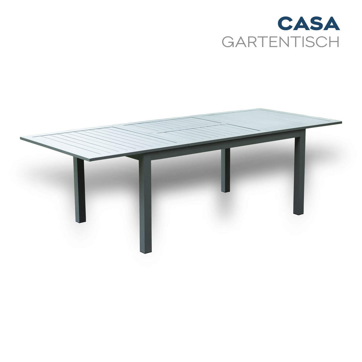 SITZGRUPPE CASA MADERA - 11 tlg. - Anthrazit/Hellgrau, Glas/Metall - Home Deluxe