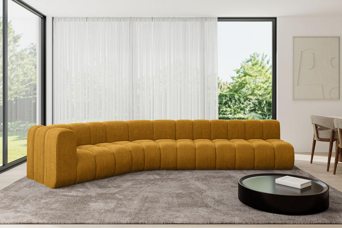 ECKSOFA modulares Sofa Karex-L2 - 399x194x70 cm Senfgelb - Currygelb, Holzwerkstoff/Textil (399/194cm) - ALTDECOR