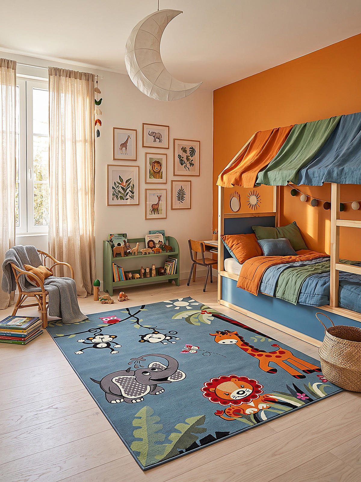 SPIELTEPPICH CASOLA Dschungel-Tiere Polypropylen Blau 120 x 170 cm - Blau, Textil (120/170cm) - KADIMA DESIGN