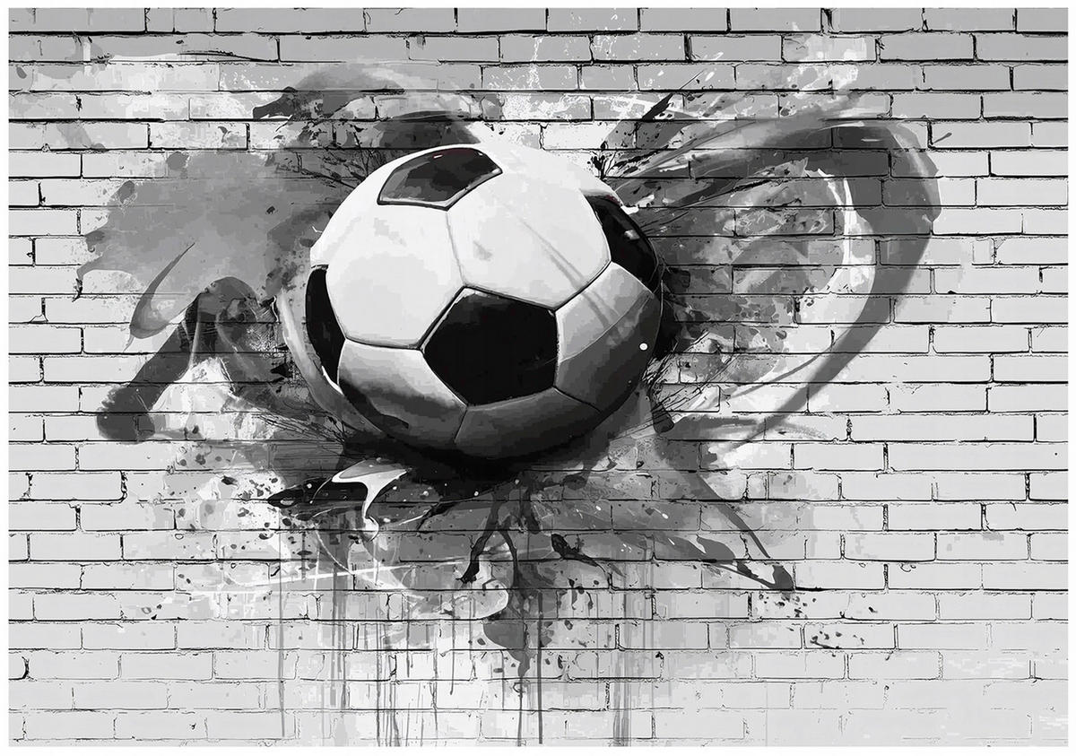 FOTOTAPETE 3D Fußball Grau 300x210 cm - Multicolor, Papier (300/210cm) - Wallarena