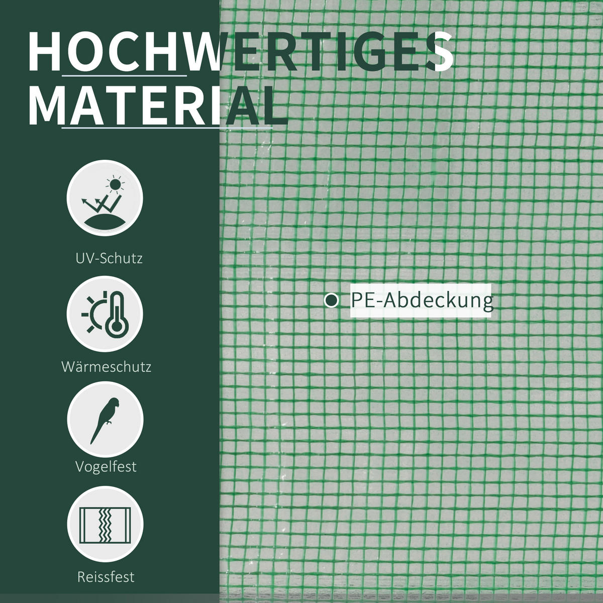 GEWÄCHSHAUS, 200L x 100B x 80H cm - Grün, Kunststoff/Metall (100/80/200cm) - Outsunny