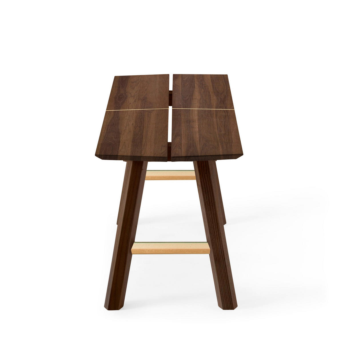BANK Savia mit goldenen Details - Goldfarben/Walnussfarben, Holz (102/45/36cm) - Woodendot