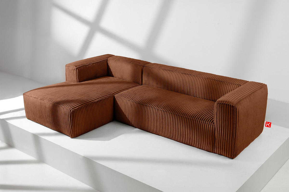 ECKSOFA-LINKS FEROX Modern, Cord-Stoff, rot - Rot, Textil (305/175cm) - KONSIMO®
