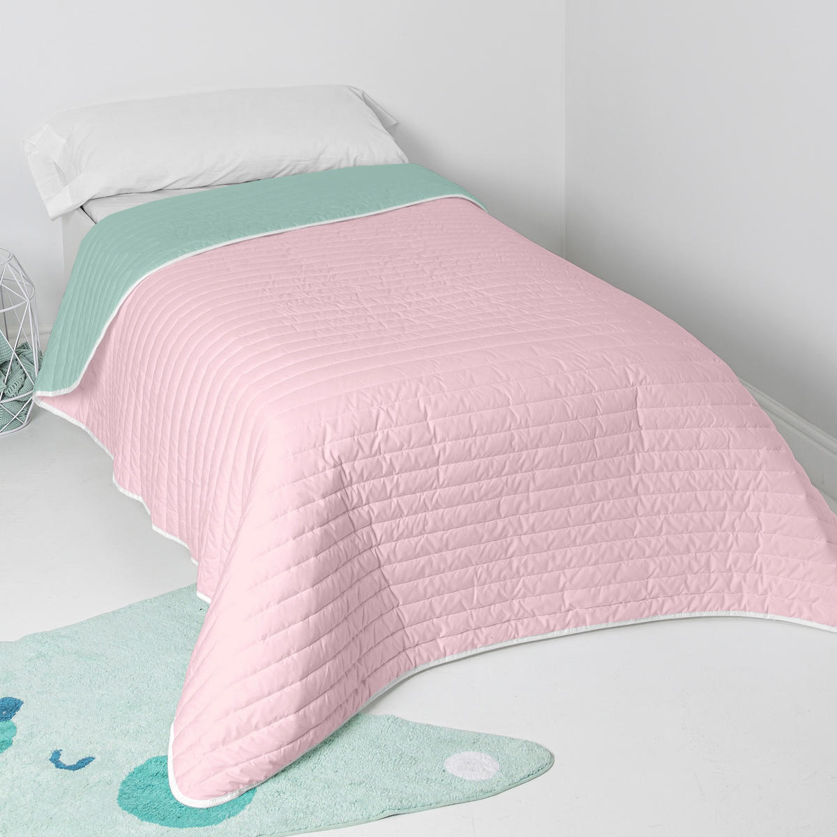 TAGESDECKE dash 200x260 cm (bett 105) minze - Mintgrün, Textil (200/260cm) - Happy Friday