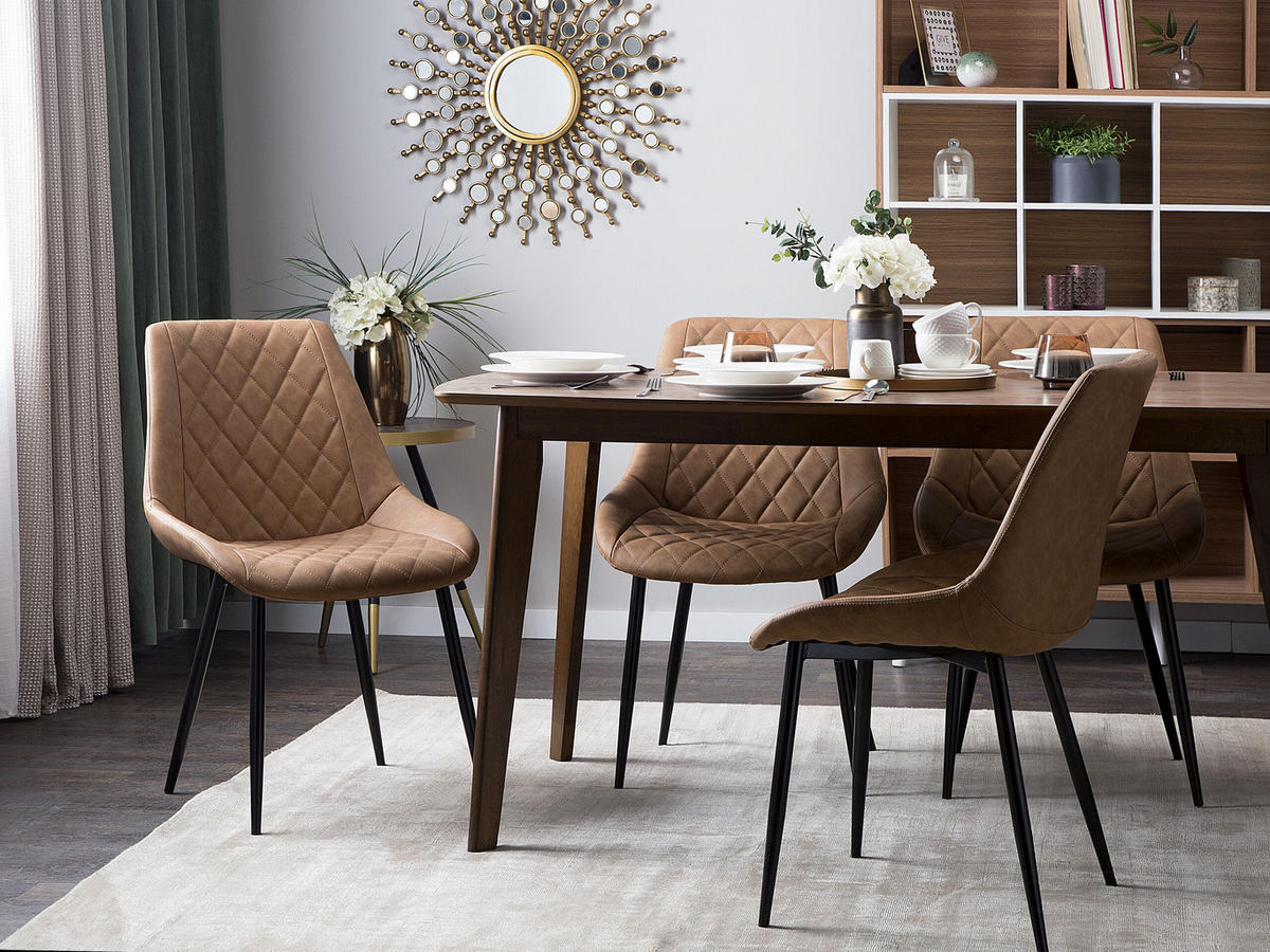 STUHL 2er-Set Kunstleder Braun Maribel - Braun, Textil/Metall (52/85/61cm) - Beliani