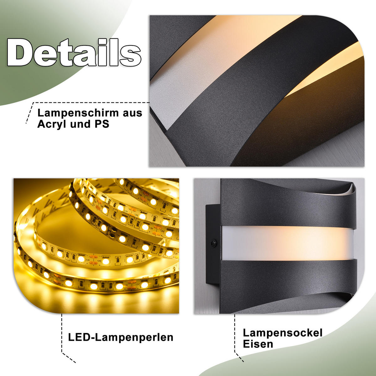 LED-WANDLEUCHTE Illuminant 21/13/8 cm - Schwarz, Metall (13/8/21cm) - ZMH