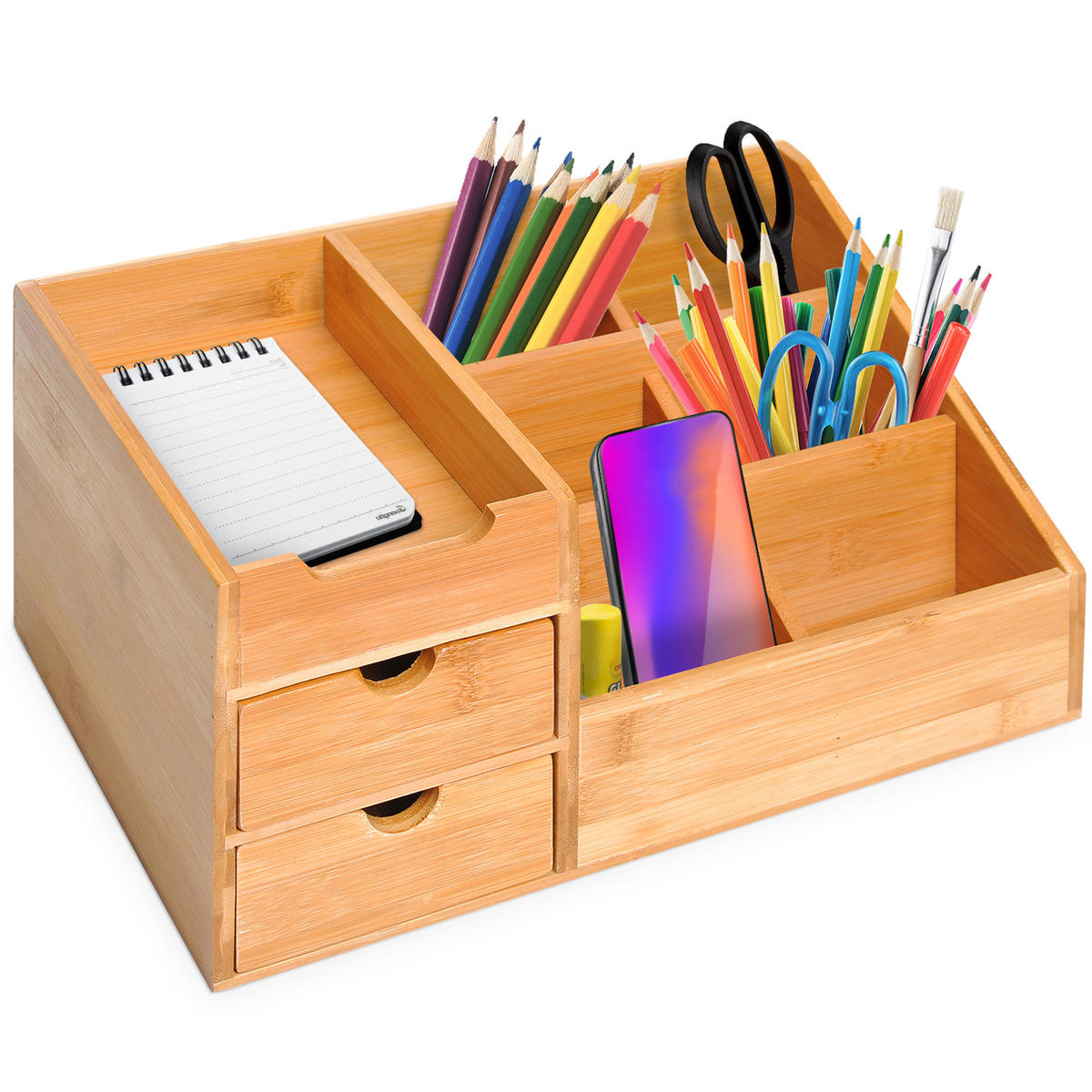 SCHREIBTISCHORGANIZER - Naturfarben, Holz (33/205/155cm) - HOMCOM