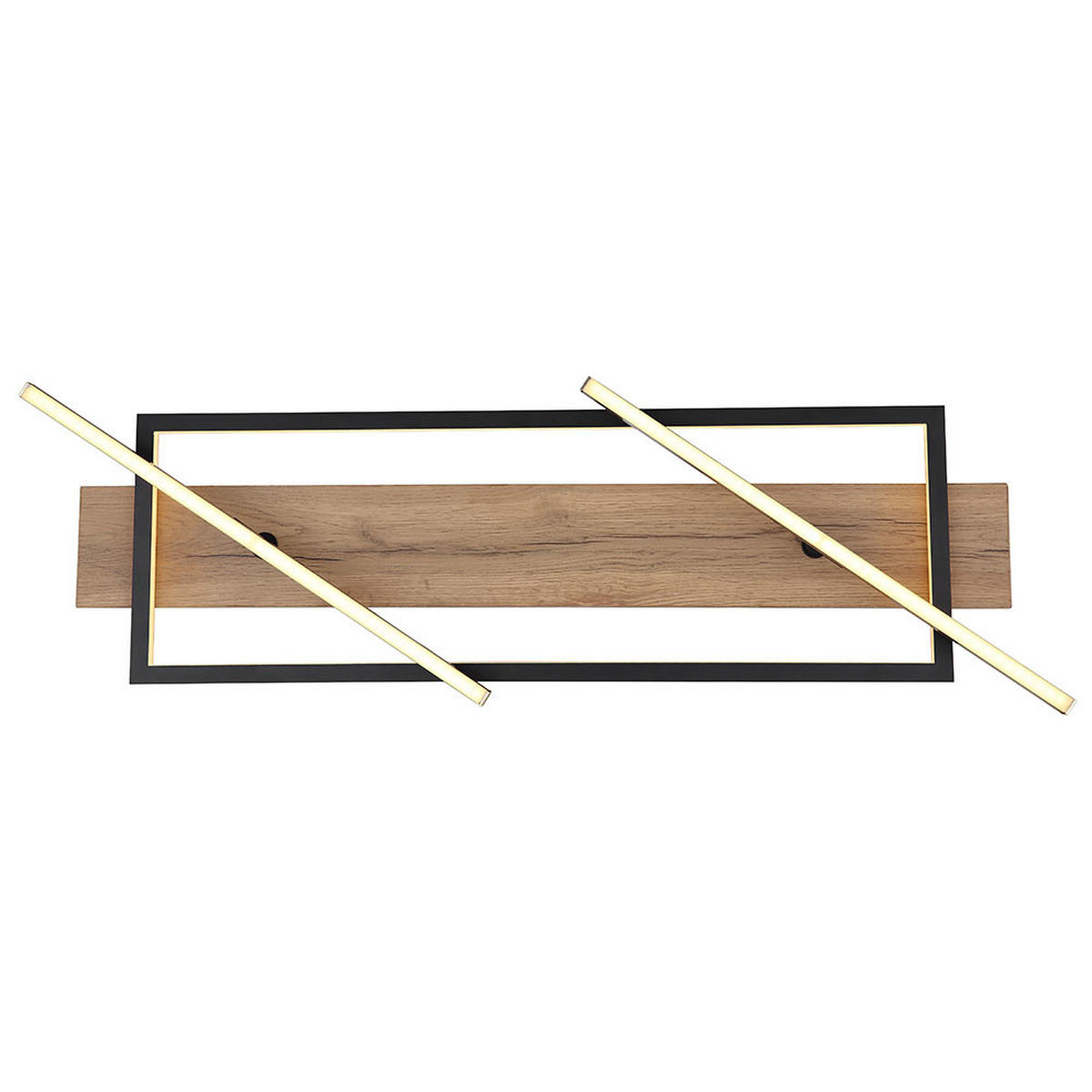 LED DECKENLEUCHTE Holz Schwarz Messing - Schwarz, Metall (81.5/40.5/9cm) - Globo Lighting