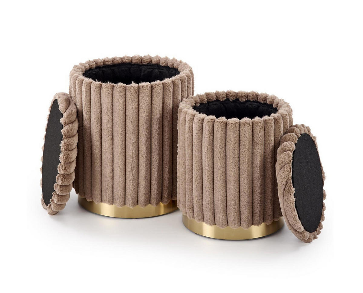 Pouf-Set der gepolsterten AUREA Cappuccino - Cappuccino, Textil (40/45/40cm) - Lookway
