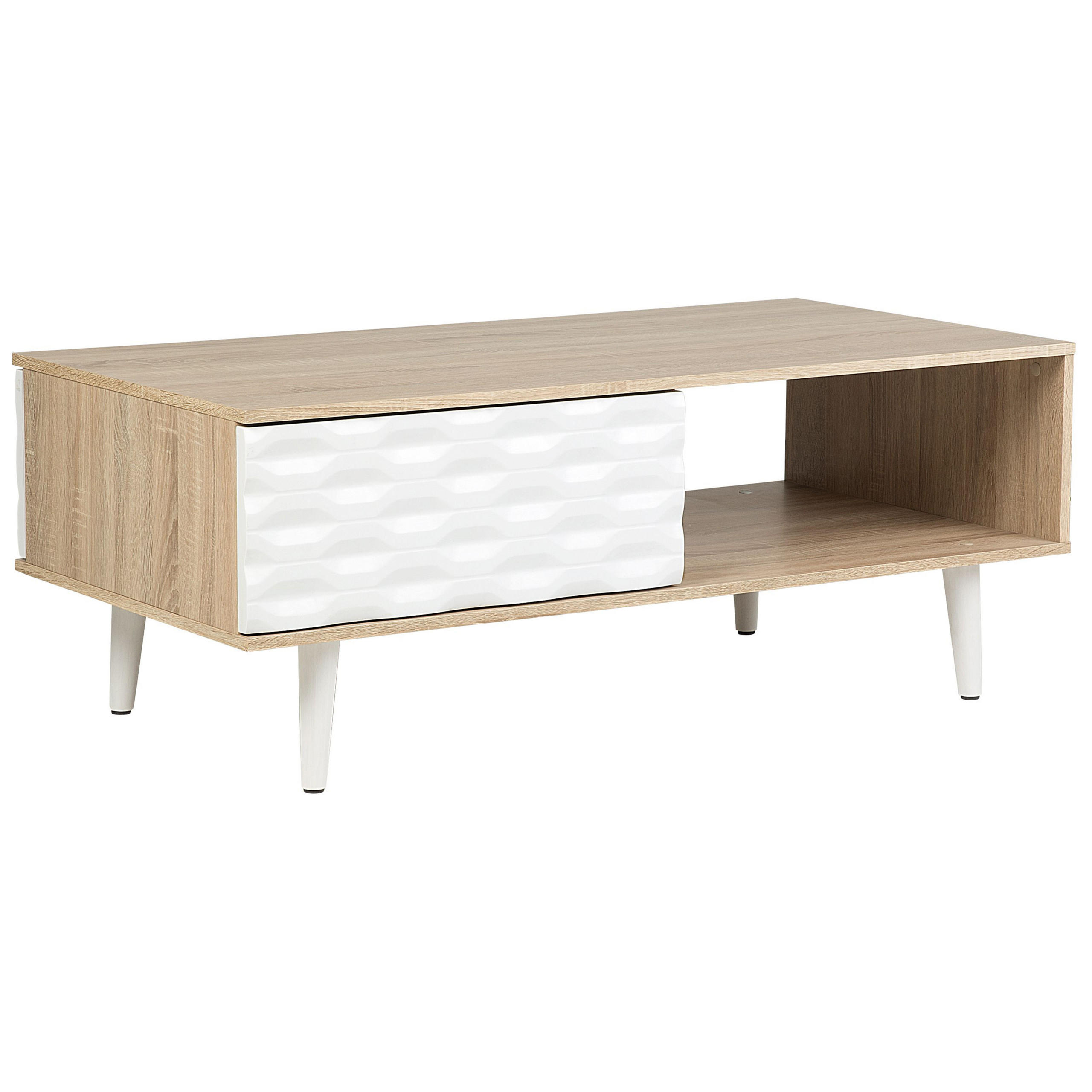 KONFERENČNÍ STOLEK světlejší Odstín dřeva/bílý obdélníkový 60/120 cm Swansea - bílá/světle hnědá, kompozitní dřevo (120/60/46cm) - Beliani