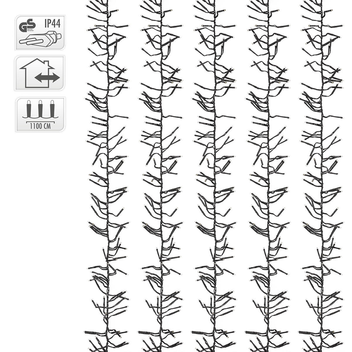 LED CLUSTER LICHTERKETTE 11m 1512 LEDs Warmweiß Wetterfest Innen/Außen - Grün, Kunststoff (1400cm) - ECD-Germany