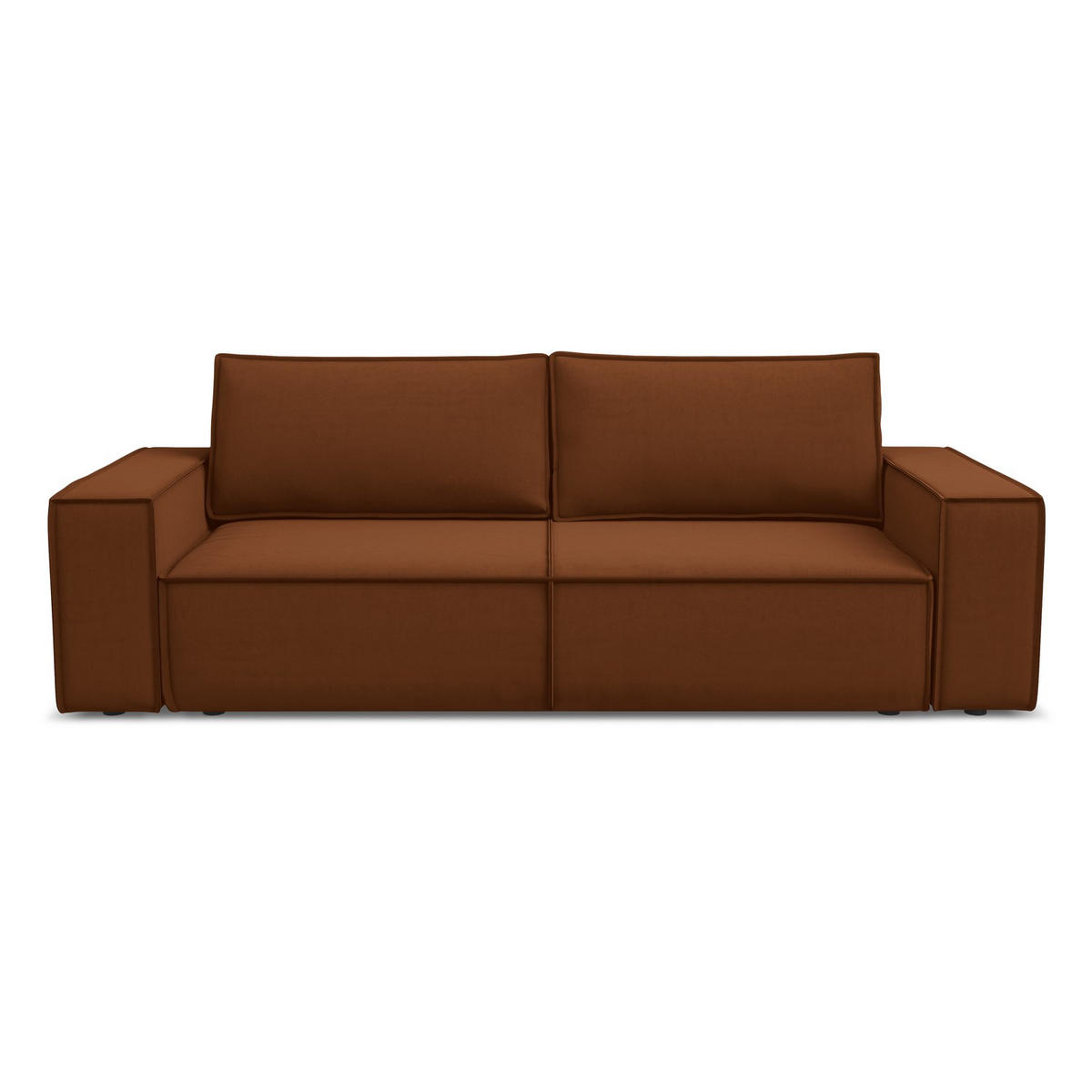 3-SITZER SOFA mit Schlaffunktion Samt Stoff Orange - Terracotta/Schwarz, Kunststoff/Textil (255/85/105cm) - LaMiaSofa