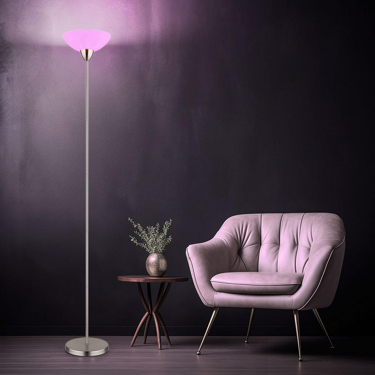 LED STEHLEUCHTE Metall Glas opal Silber - Silberfarben, Glas (28/28/180cm) - Globo Lighting