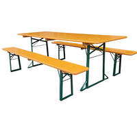 BIERZELTGARNITUR ALPENFEST 3-teilig 77x220x80cm Fichtenholz Nuss/ Grün - Nussbaumfarben, Holz - CHEFGASTRO