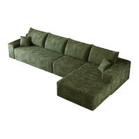 ECKSOFA 340/175/83 cm in Grün mit Cordbezug und tiefer Sitzfläche - Grün, Textil (175/340cm) - Flora Grace