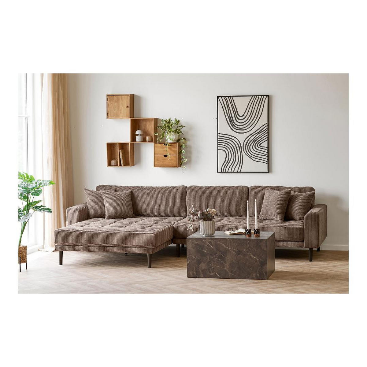 SOFA, Cora, Stühle Braun, Polyester, 170 x 290 x 76 cm - Braun, Textil (170/290cm) - ebuy24
