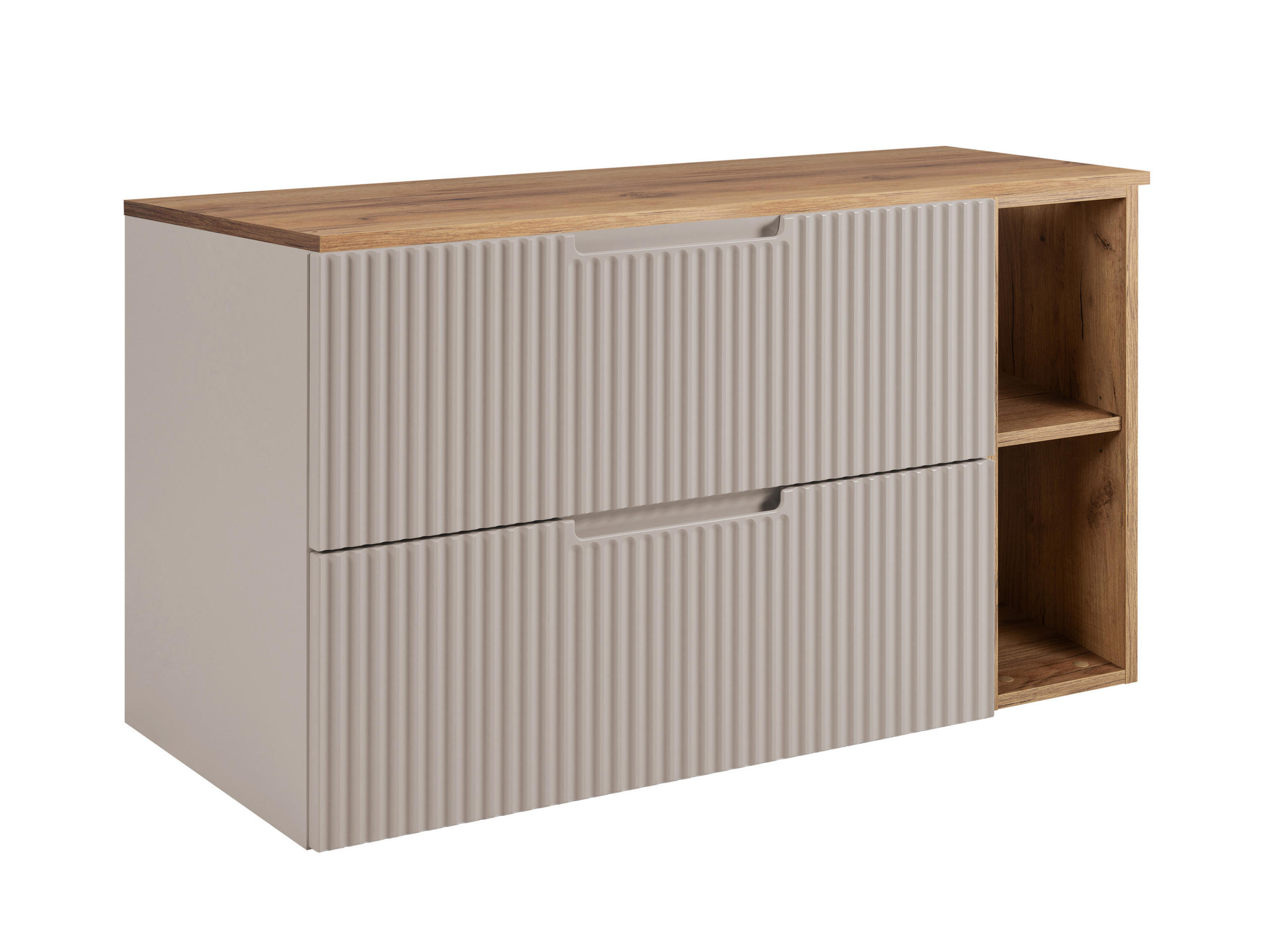 BADEZIMMERSCHRANK : Beige/Eiche, Craft 100 (80 + 20) x 58,6 x 46 cm - Beige/Braun, Holzwerkstoff (100/58.6/46cm) - 3XE LIVING