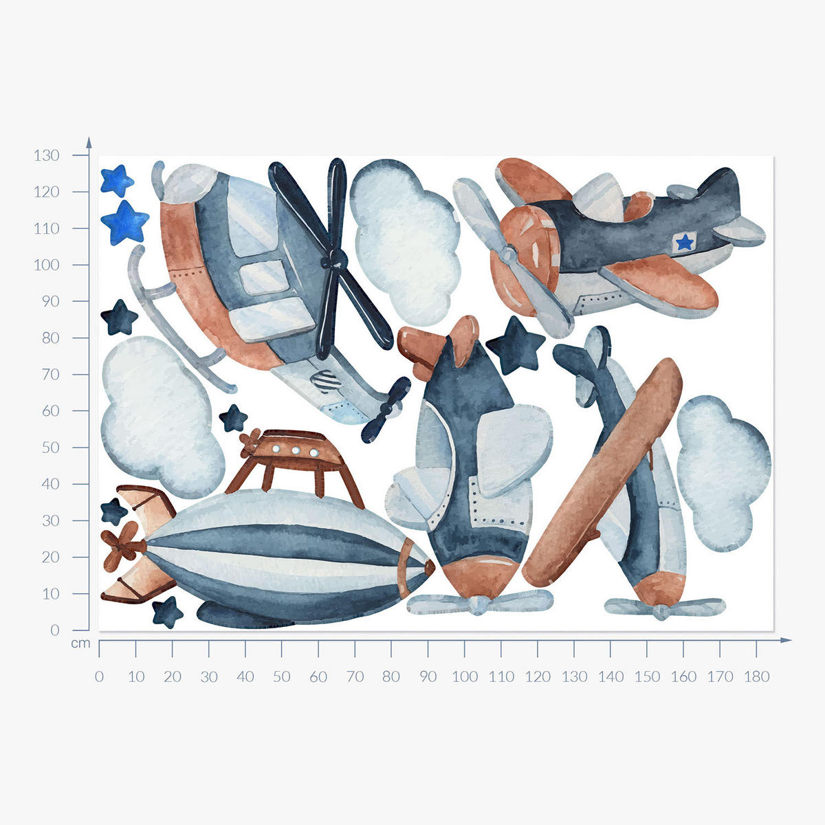 WANDAUFKLEBER 130x185cm - Lufttransport - Multicolor, Kunststoff (130/185/0.1cm) - Wallfluent