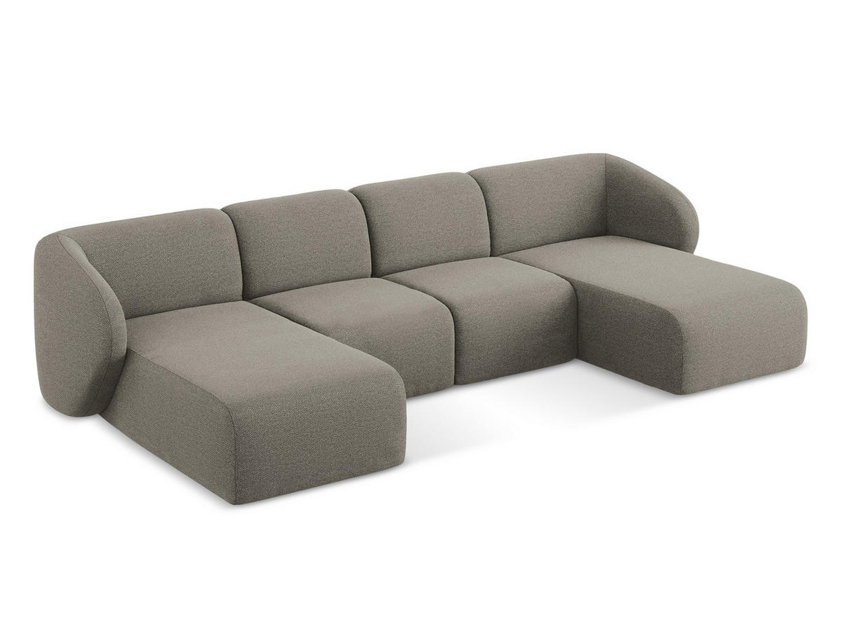 ECKSOFA Rechts Chenille Stoff Orange - Terracotta/Schwarz, Holzwerkstoff/Kunststoff (248/166cm) - Makamii