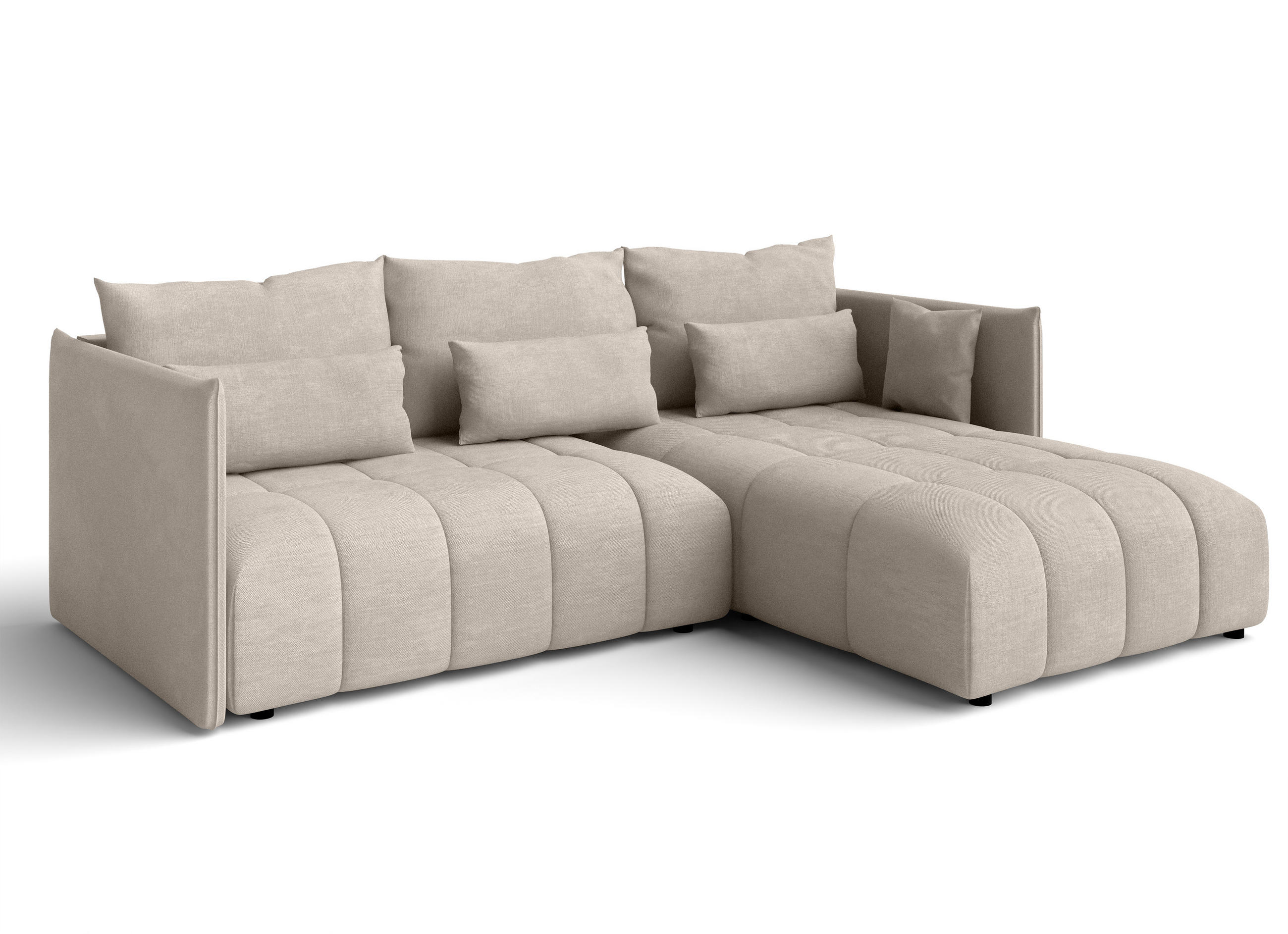 ECKSOFA L Form Cosmova Hellbraun 245/182/83 cm mit Schlaffunktion - Hellbraun/Schwarz, Kunststoff/Textil (245/182cm) - AX Living