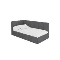 EINZELBETT Jugendbett mit Bettkasten Rechts, ohne Matratze - LIVY 80x200 Dunkelgrau - Graphitfarben, Holzwerkstoff/Textil (80/200cm) - ALTDECOR