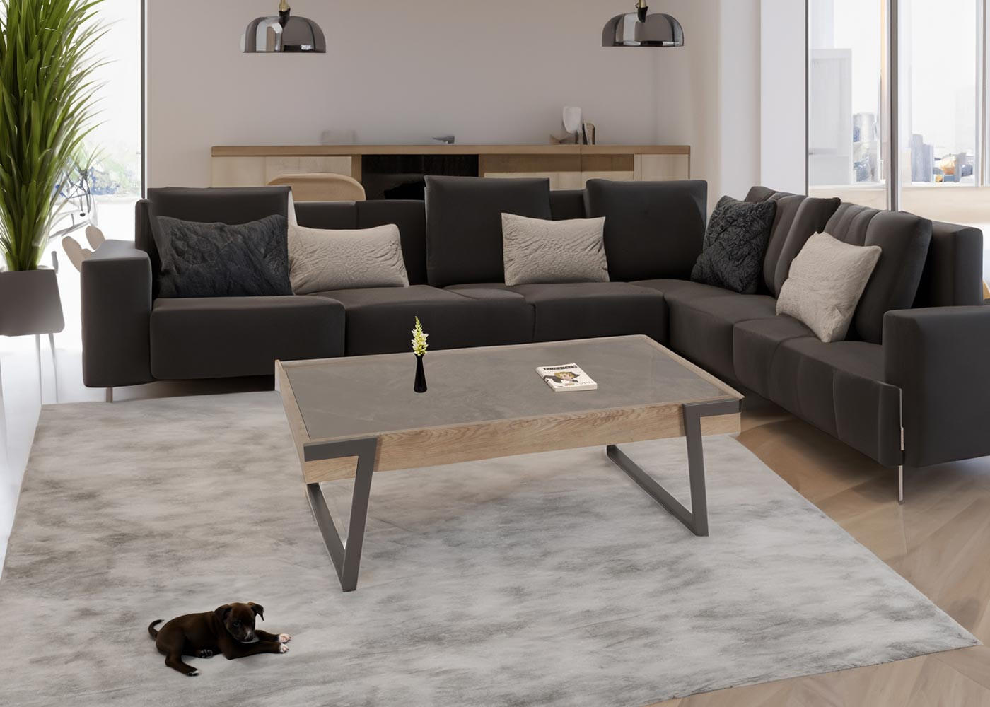 COUCHTISCH rechteck Grau - Grau, Stein (64/120/43cm) - MCW