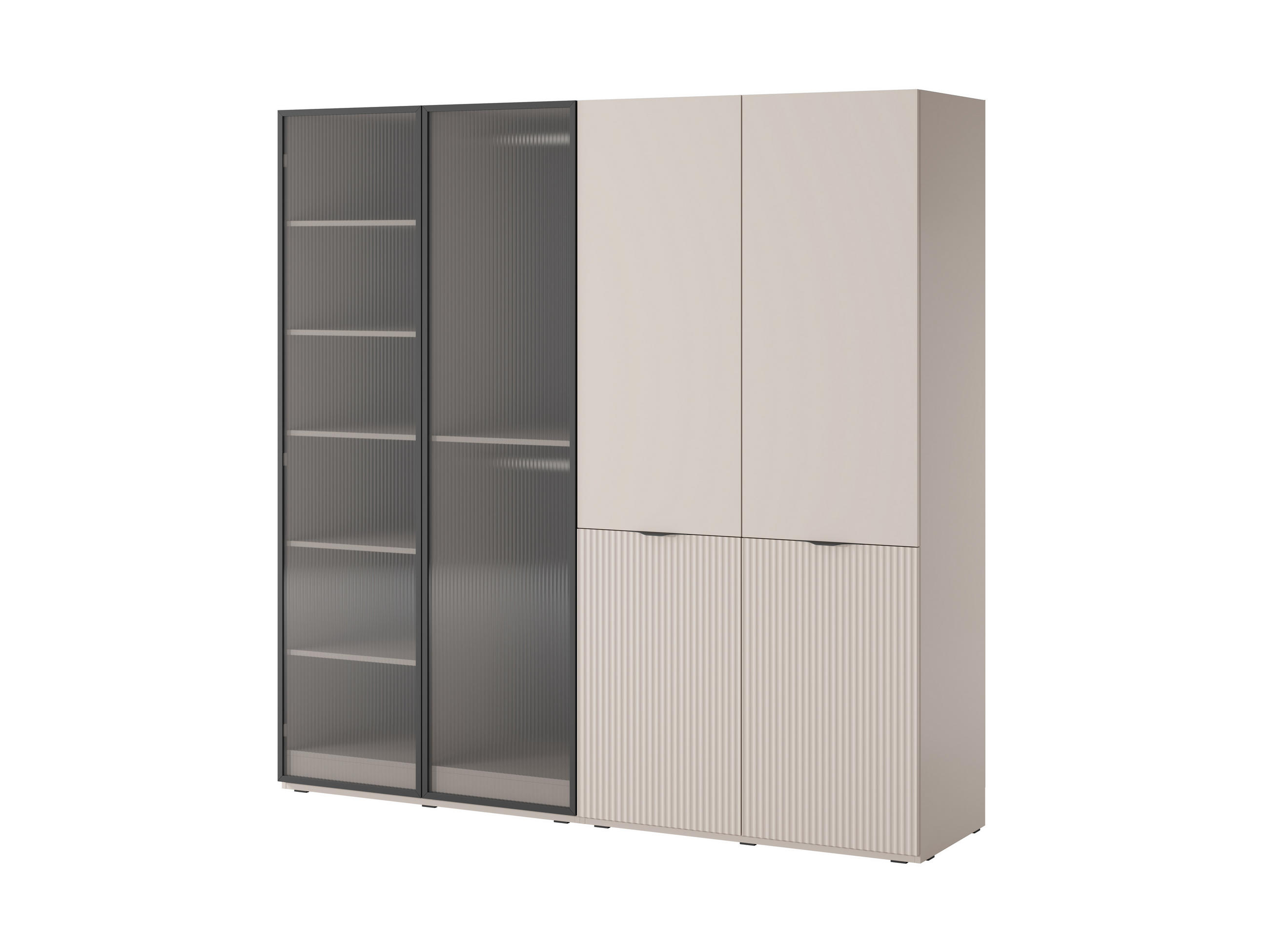 DREHTÜRENSCHRANK ATELIO 202/200/51 cm Modern Kleiderschrank 4-türig Kaschmir - Kaschmir, Holzwerkstoff (202/200/51cm) - MASSENO