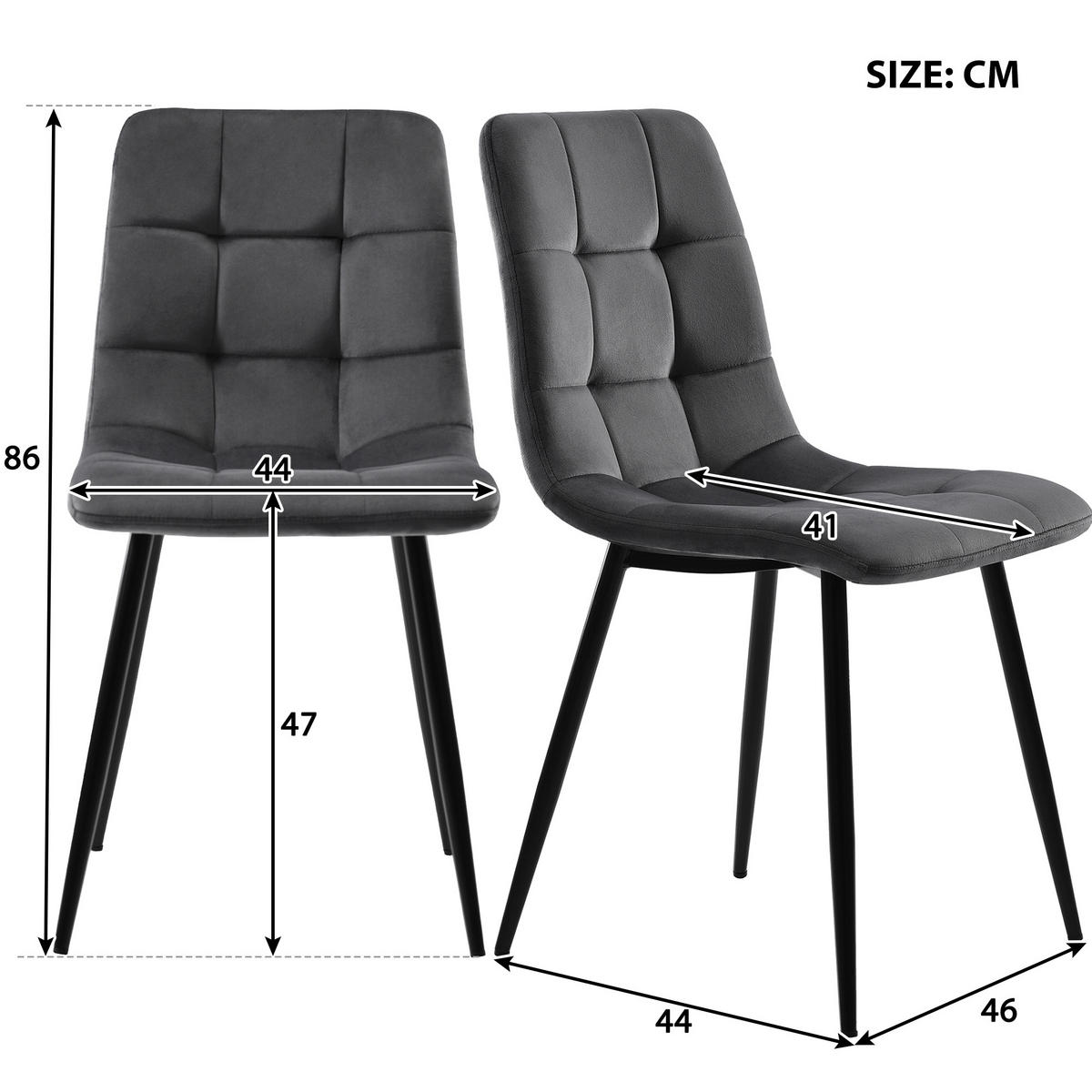 ESSZIMMER-SET 5-teilig mit rechteckigem Tisch 117×68 und vier grauen Samtstühlen mit Metallbeinen als moderner Küchentisch, weiß-grau - Grau, Holzwerkstoff (68/75/117cm) - Luhomfu
