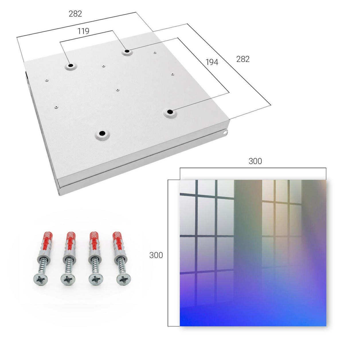 SCHLÜSSELBOX Weiß 30x30 cm – Türöffnung nach rechts - Farbenfrohe Harmonie - Blau, Metall (30/30/5cm) - TULUP
