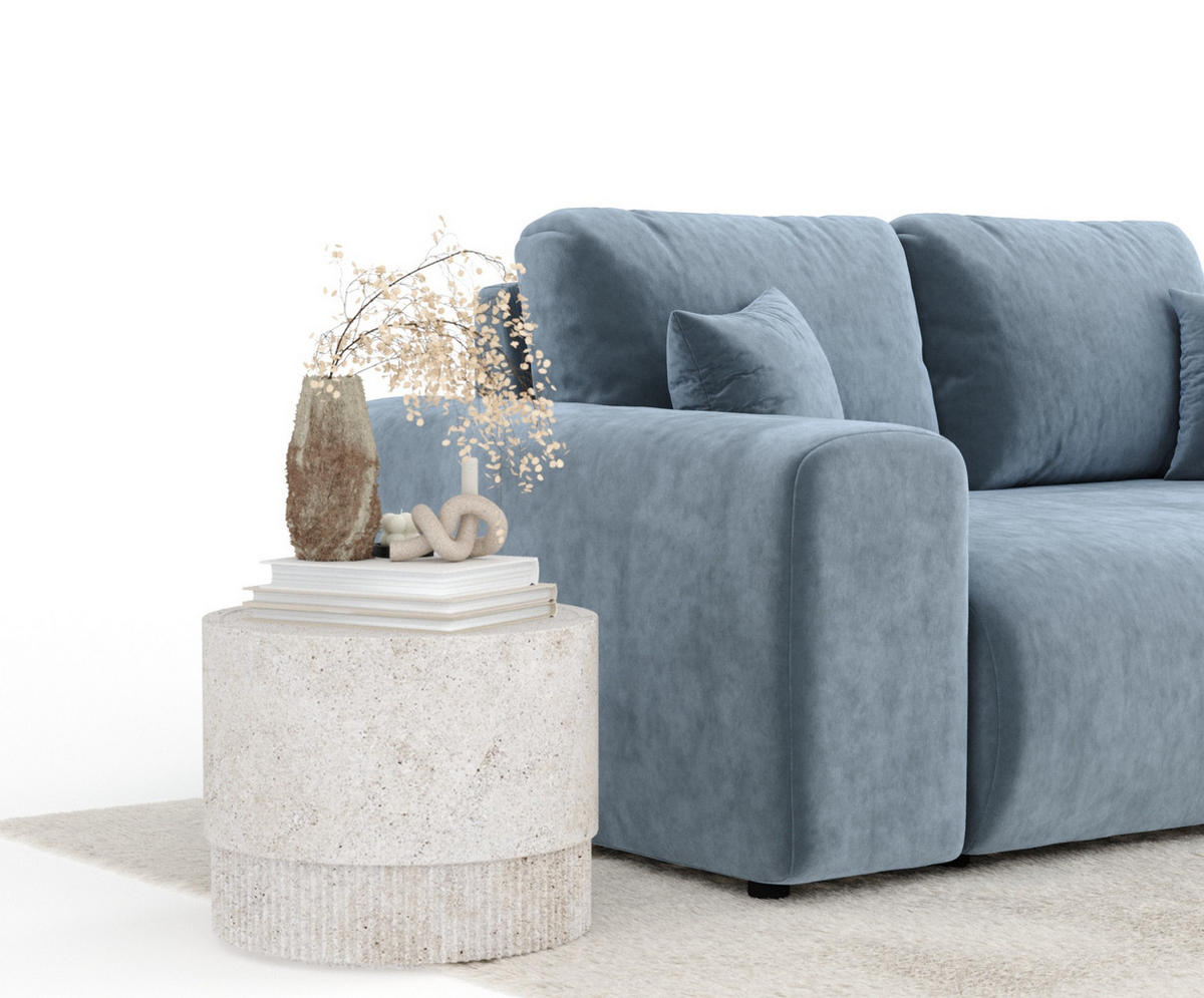 2-SITZER-SOFA Zanzibar Blau Grau Samtstoff - Blaugrau/Schwarz, Holz/Holzwerkstoff (178/79/108cm) - Maison de Reve
