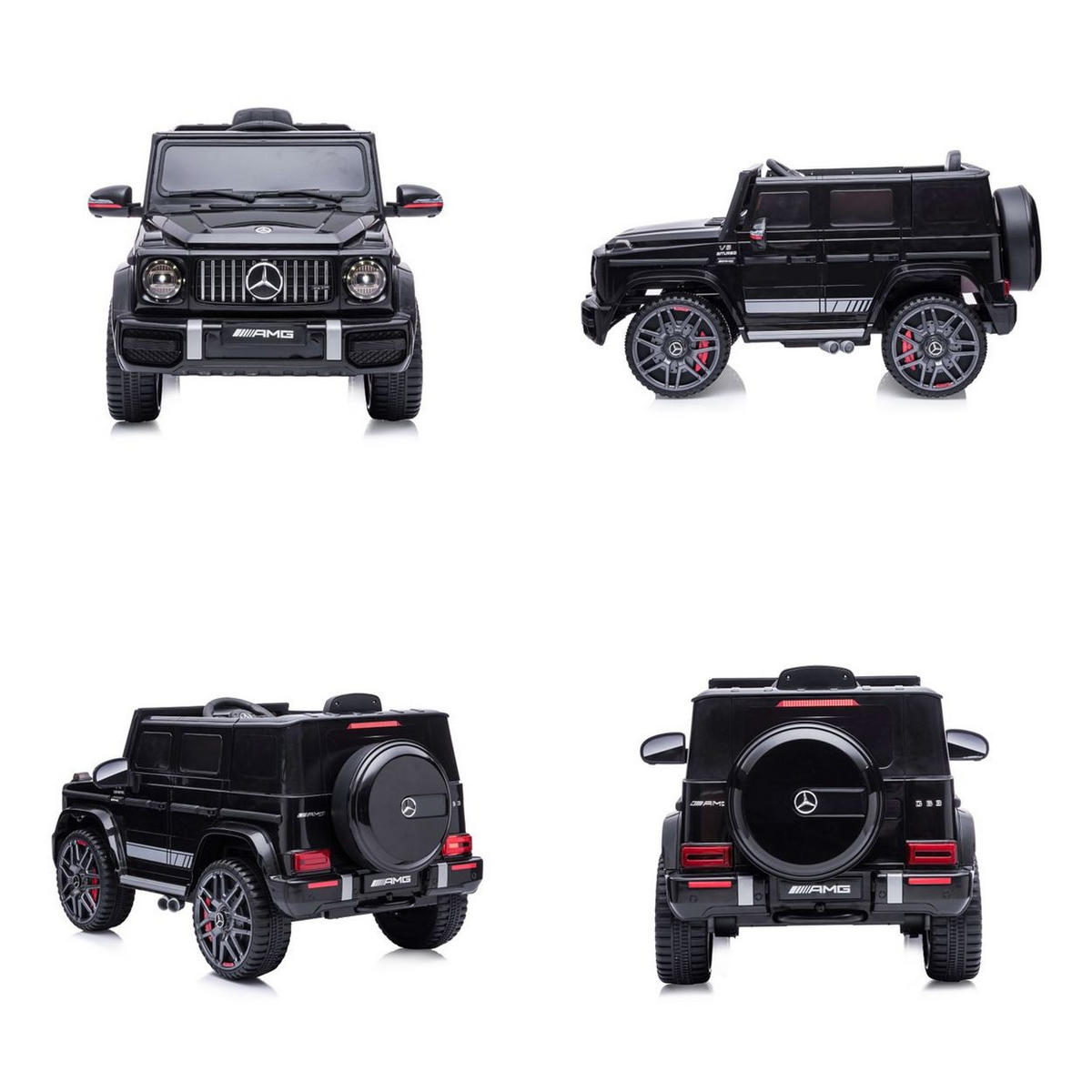 ELEKTROAUTO SUV Mercedes G63 schwarz AMG Fernbedienung Gurt EVA-Reifen - Schwarz, Kunststoff (110/69/56cm) - Chipolino
