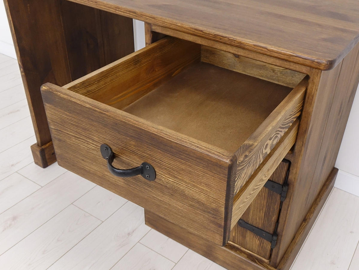 SCHREIBTISCH aus Massivholz Rustyk 2 - Dunkelbraun/Schwarz, Holz (110/60/75cm) - Seart