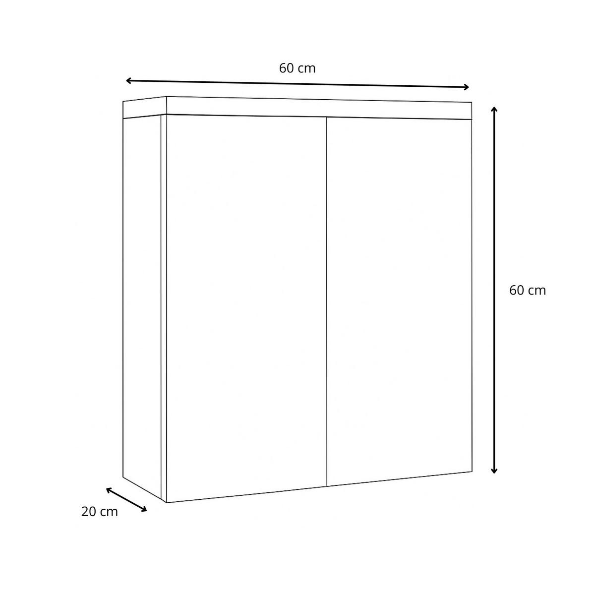 SPIEGELSCHRANK Toledo Beton Grau - 60 x 20 x 60 cm - Schwarz, Holz (60/60/20cm) - Badplaats
