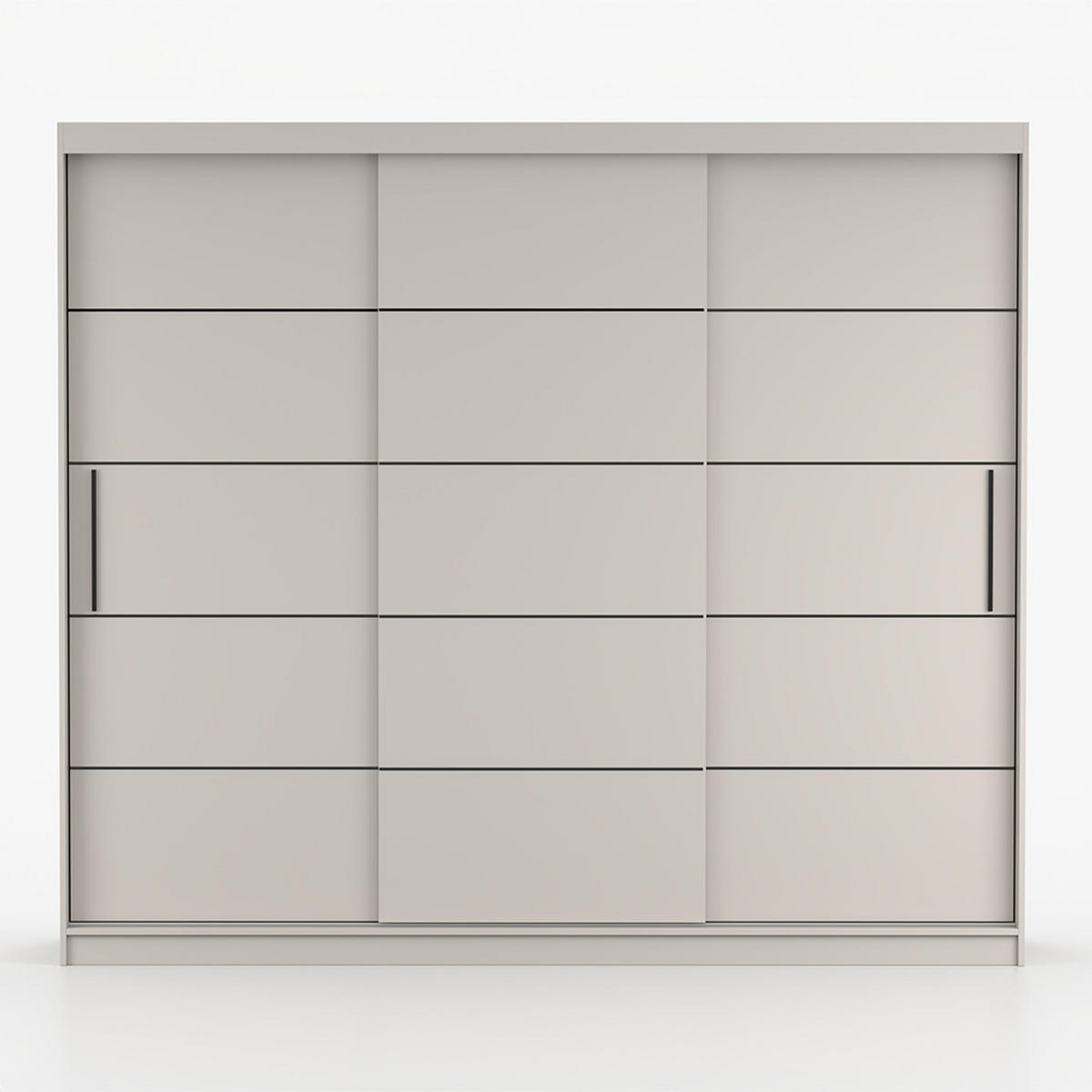 SCHWEBETÜRENSCHRANK ALBA II K 250/218/61 cm 3-türig Kaschmir - Kaschmir/Schwarz, Holzwerkstoff/Kunststoff (250/218/61cm) - imoebel24