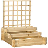 PFLANZKASTEN aus Holz 3-stufiges Hochbeet mit Rankgitter für Gemüse Blumen Naturholz - Fichtefarben, Holz (95/110/95cm) - Outsunny